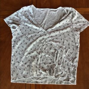 american eagle green flower top